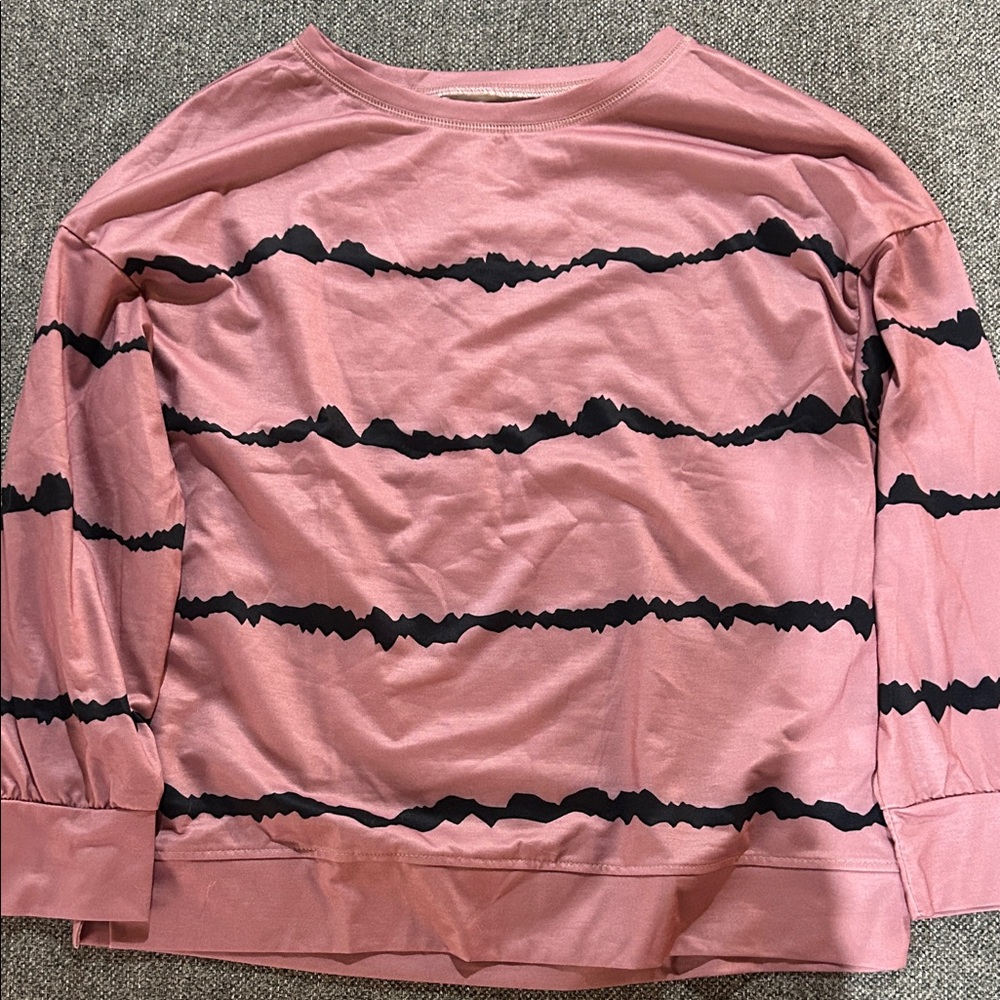 Pink and Black Striped Sweatshirt